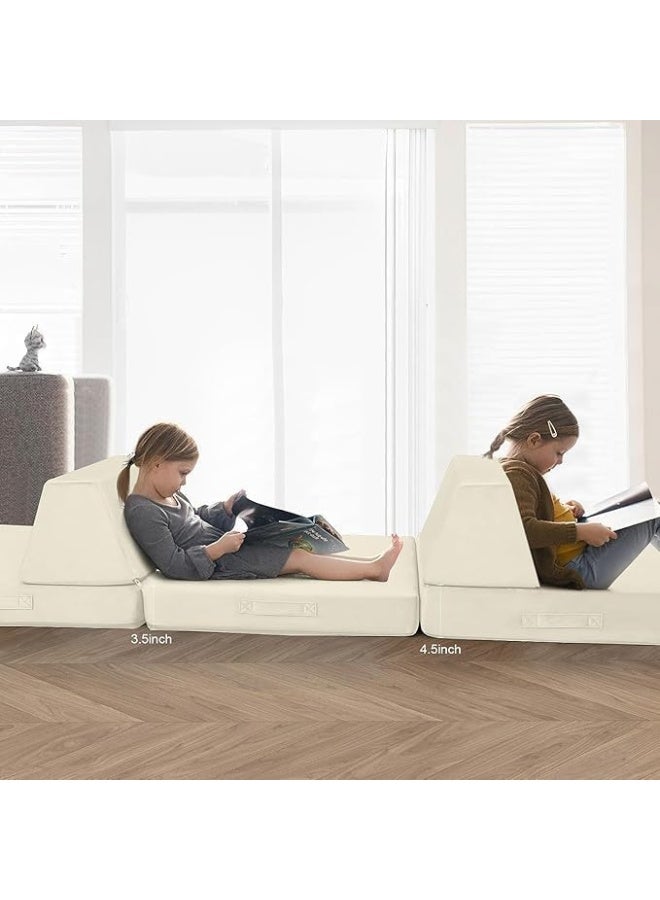 Aroma Homes أريكة الأطفال أريكة قسم الأطفال أريكة تتوهج في الظلام للأطفال، تتوهج في الفضاء 8 قطع قابلة للطي (بيج) - Image 3